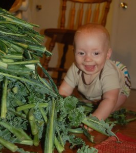 Baby loves his kale