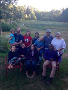 Our final farm dinner  with Sayni and Sobha Ram. Clockwise starting upper left: CJ, Bill, Reba, Sayni, Eli, Sobha Ram, Pam, Daniel, Katie, Lindsey and Julia.  